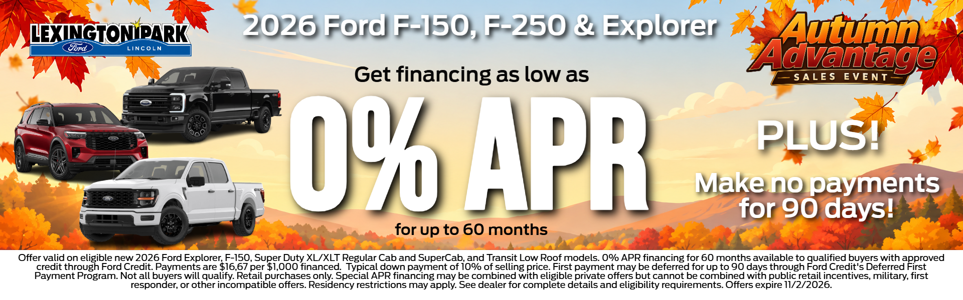 0% APR + No Payments for 90 Days