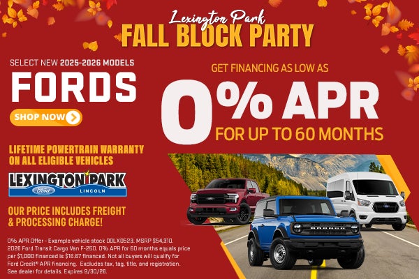 0% APR on select new Ford models