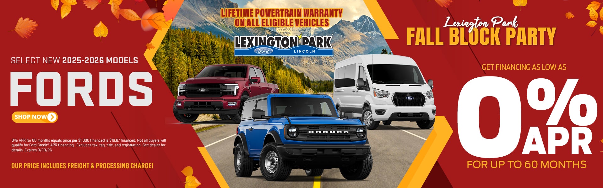 0% APR on select new Ford models