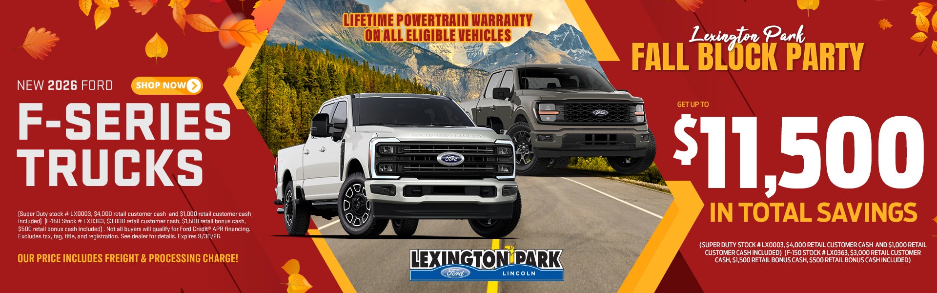 Up to $11,500 in total savings on F-Series Trucks